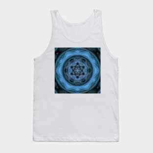 radial shades of turquoise blue floral fantasy in square format Tank Top